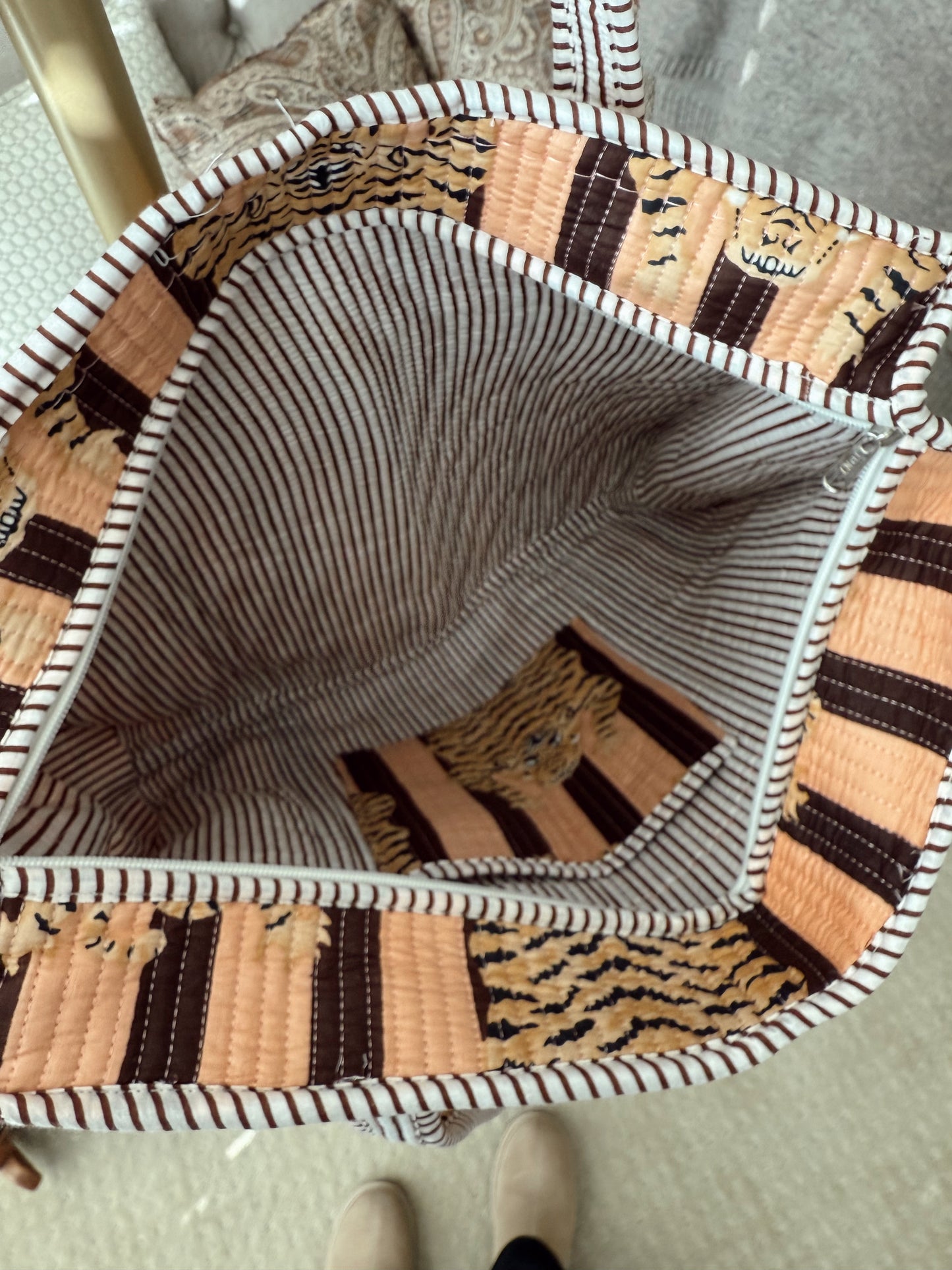 Leopard Striped Tote Bag