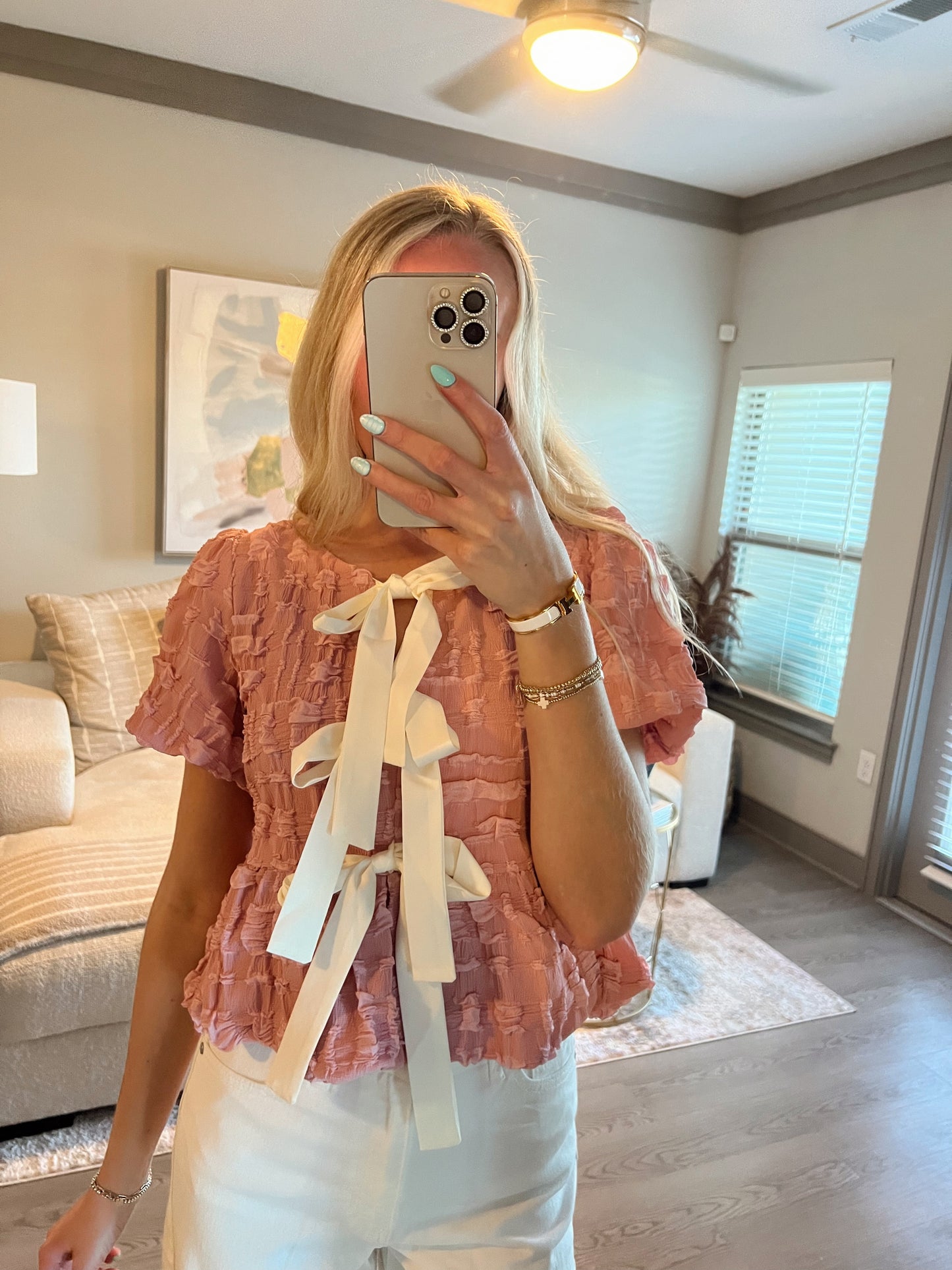 Pink Bow Tie Top
