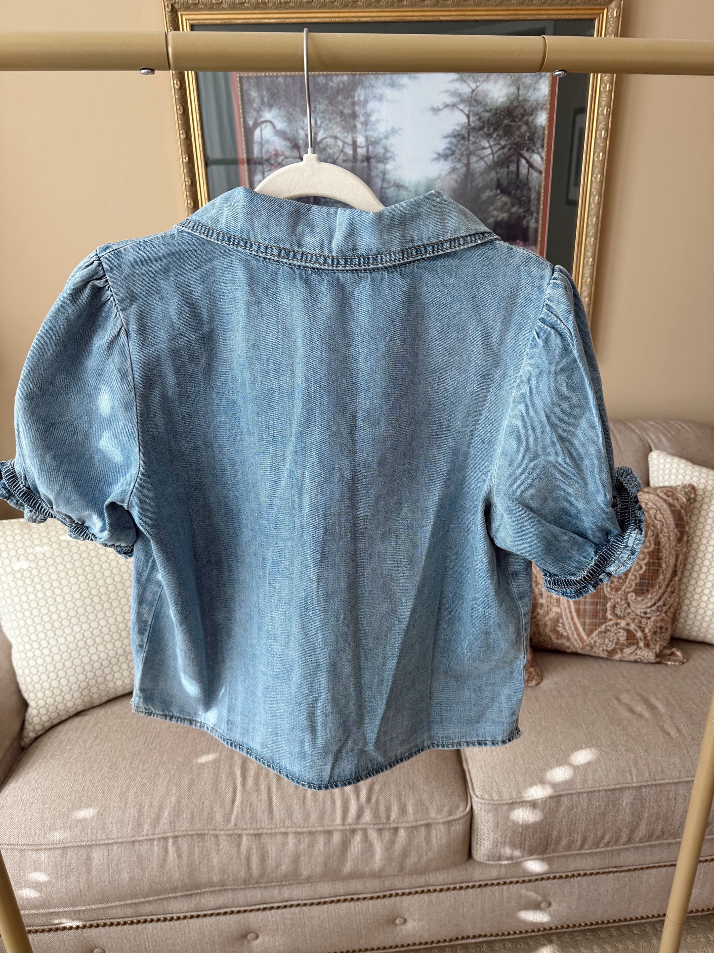 Ruffled Denim Top
