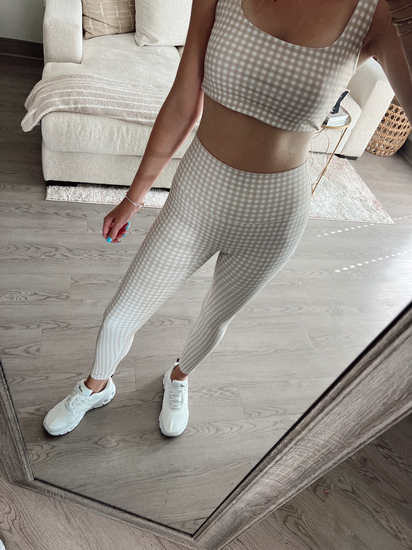Beige Gingham Leggings