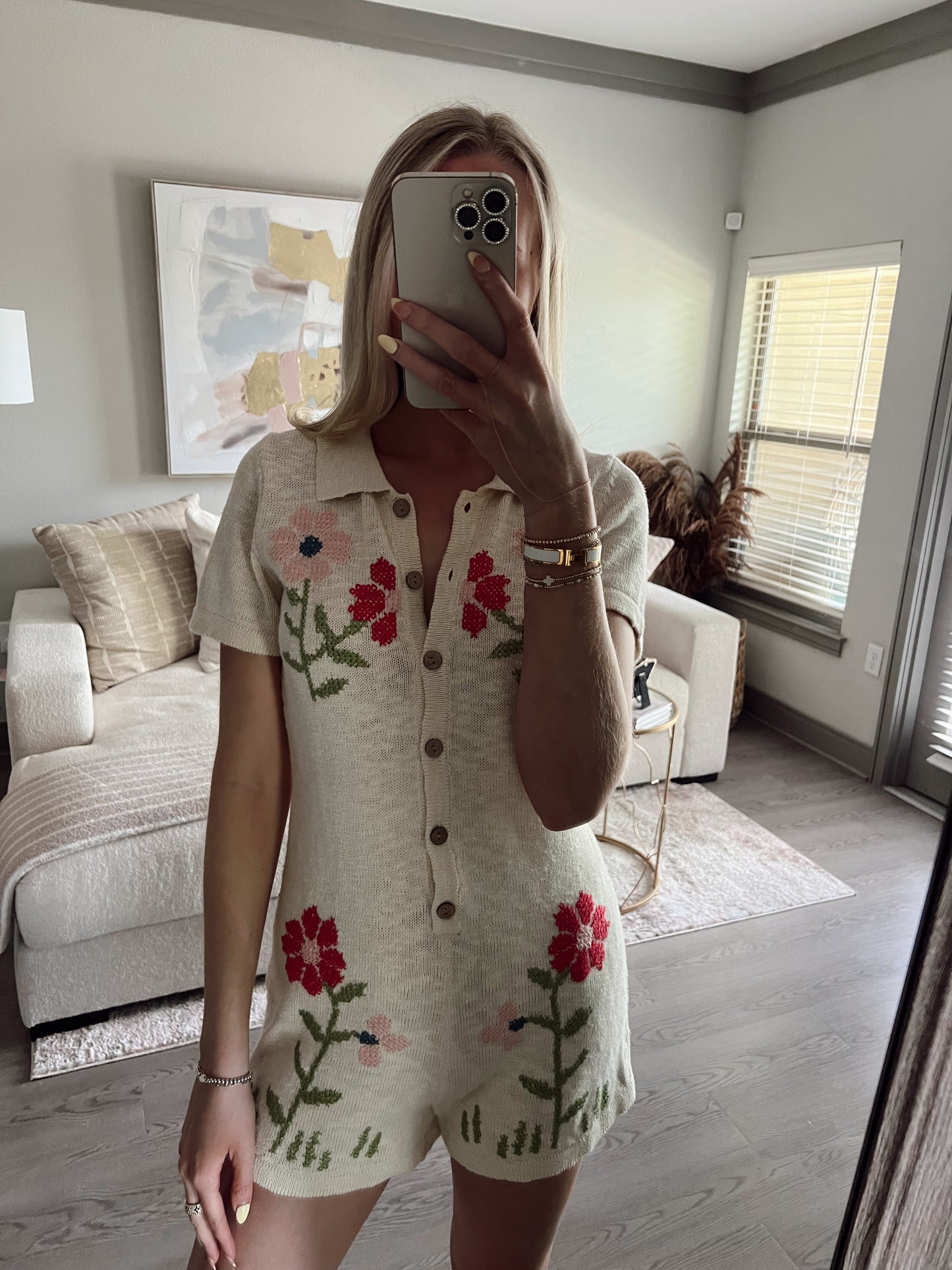 Flower Knit Romper