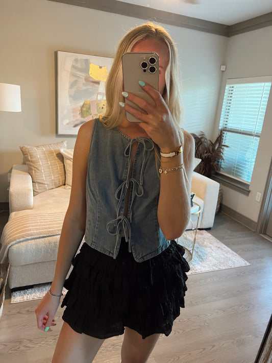 Denim Tie Vest