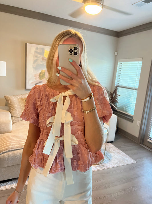 Pink Bow Tie Top