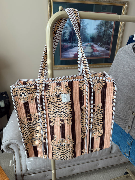 Leopard Striped Tote Bag