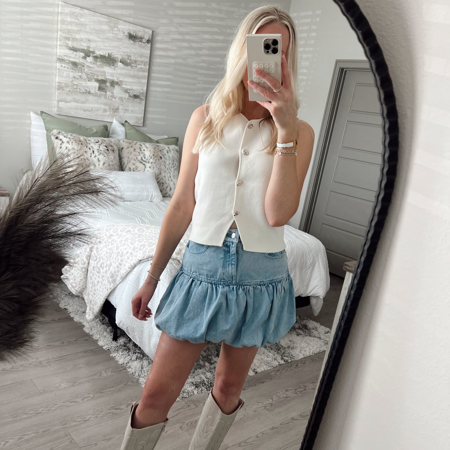 Bubble Denim Skirt