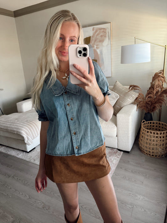 Brown Suede Skort